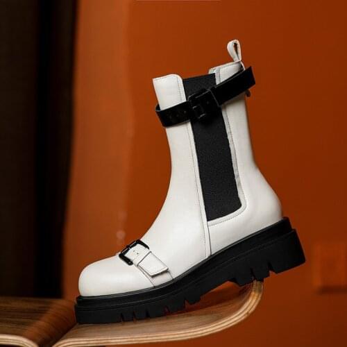 Classic high-top ankle boots thick-soled PU Martin boots casual large size knitted short boots vulcanized shoes botas de mujer