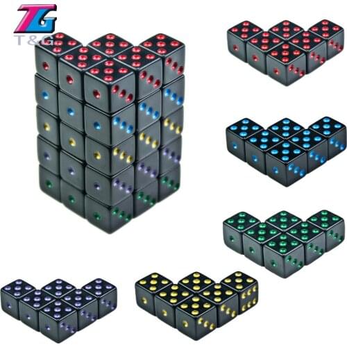Colorful Dots of 6Pcs/Set 16mm New Dices Cube D6 Special Six Sided Bar Games Gambling Dice Dado Set for Gift