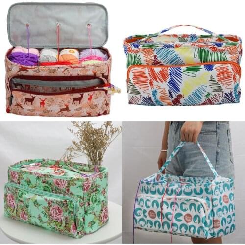 Square Yarn Storage Bag 6 Colors Crochet Bag For Crochet Hooks And Knitting Needles DIY Weave Knitting Bag Sewing Accessories