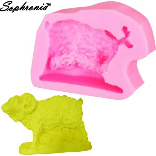 Sophronia M489 Sheep Goat Silicone Soap Mold Resin Clay Candle Fondant Decorating Kitchen Baking Chocolate Mold 7.2*5.6*2.7CM