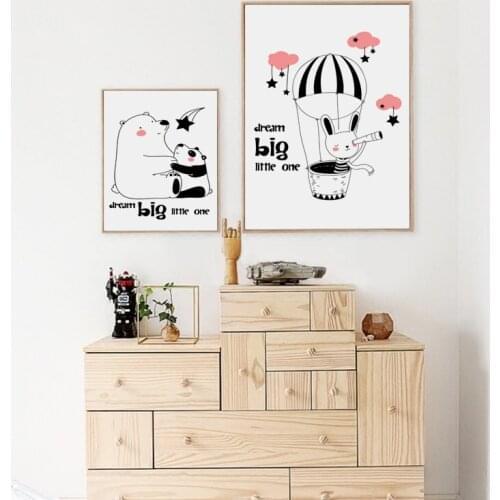 Cute Fashion Cartoon Warm Dream Panda Animal A4 Canvas Art Print Painting Photo Wall Childrens Bedroom Living Room Decoration