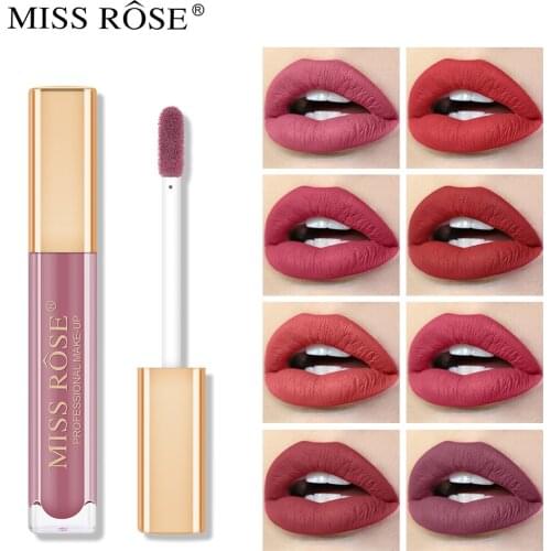 MiSS ROSE Velvet Fog Surface Glaze Foreign Trade Cross Border Wholesale Beauty Waterproof Non-stick Cup Matte Lip Gloss