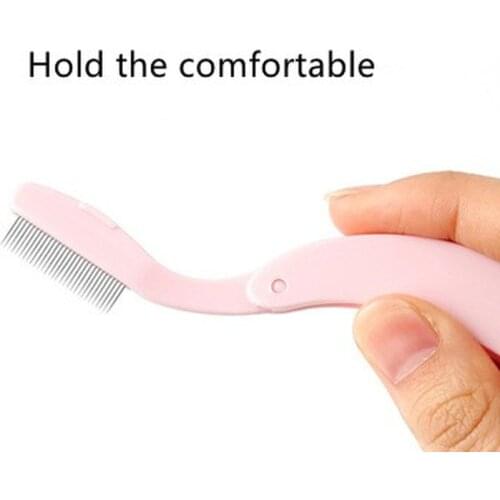 1pcs Fashion Pink Black Foldable Steel Eyebrow Eyelashes Eye Brow Extension Brush Metal Comb Cosmetic Makeup Tools