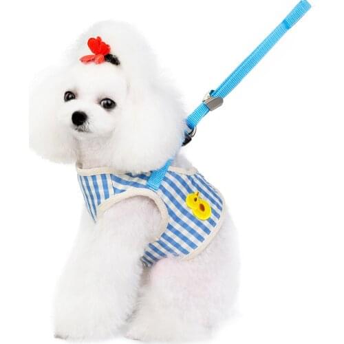 Fashion Dog Leash Vest Harnesses Plaid Small Dog Collar Leads Sets Breathable Durable Harness For Pet Cat Puppy