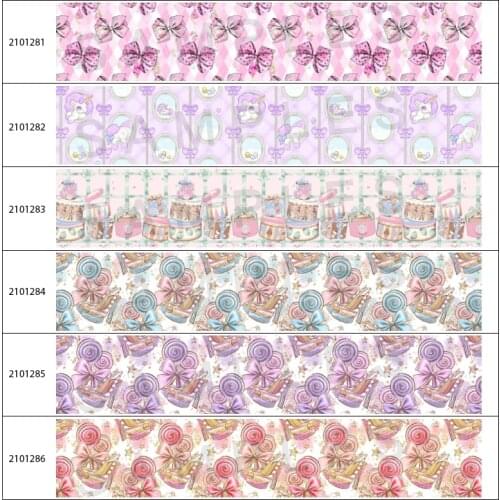 New Lolita Flowers Strawberry & Bows Pattern Printed Grosgrain,satin Ribbon 50 Yards
