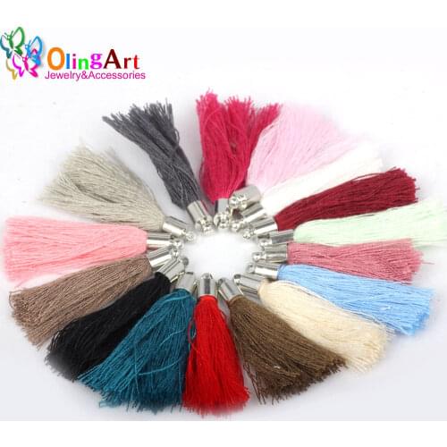 OlingArt 35mm/40mm 20Pcs Mix Color Cotton Tassel Charm Necklace Earring Tassels DIY Jewelry Making Straps Keychain Pendants 2019