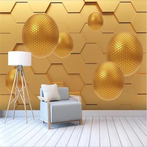 Custom wallpaper abstract space golden sphere 3d background wall decoration - high-grade waterproof material