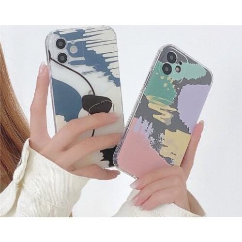 Personality fashion scribble geometry pattern clear silicon phone case for iPhone 7 8 Plus 12 MiNi 11 Pro X XR XS MAX SE2 cover