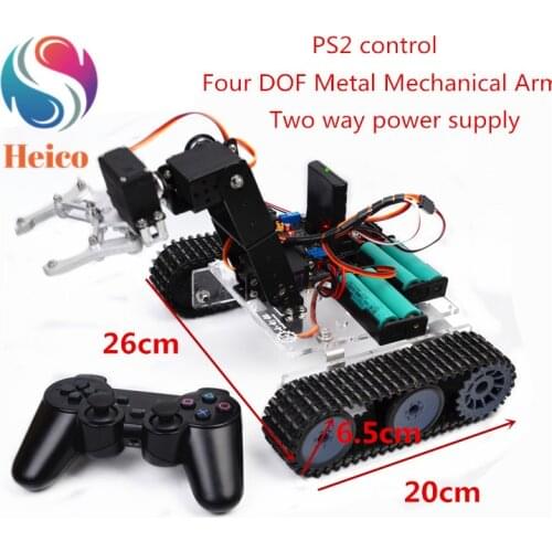 1 Set Remote Control Robot Acrylic Chassis Tank Car Tracked Vehicle Base With Mechanical Arm for Arduino DIY Smart Model Kit