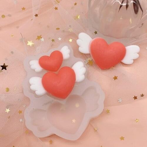 Three Wings love Herat Fondant Silicone Mold for DIY Pastry Cupcake Dessert Lace Cake Decoration Kitchen Accessories Baking Tool