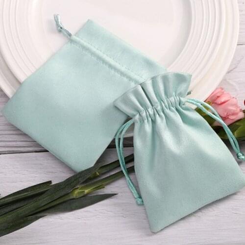 Blue Flannel Gift Bags 8x10cm 9x12cm 10x15cm 13x17cm Custom Logo Sack Makeup jewelry Packaging Pouches