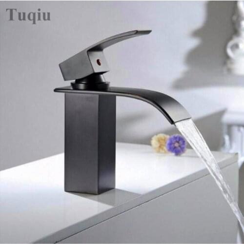 Bathroom Faucet High Quality Brass Nickel Finished Basin Sink Waterfall Faucet Luxury Tap Deck Mounted Single Handle Mixer