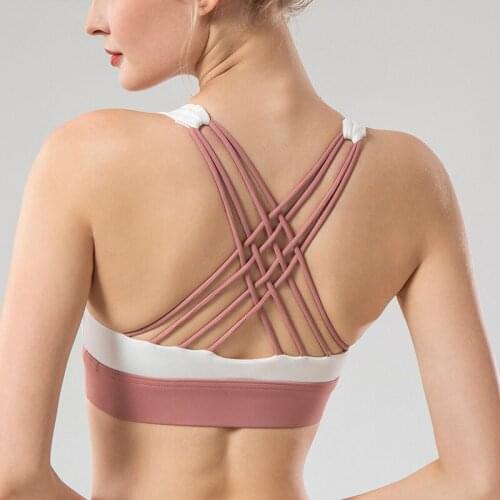 LULUBANANA Sports Underwear Womens Running Sexy Training Cross-Back Cross Yoga Vest Bra Gym Workout Quick Dry Push-up Sweat Top