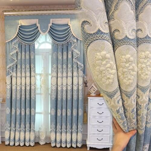 2021 New Nordic Style Atmospheric Embroidered Blackout Curtains Bedroom Living Room Study Bay Window Blackout Curtains