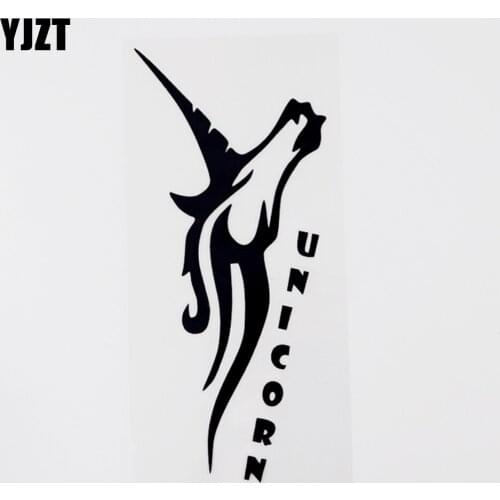 YJZT 7.6CMX17.4CM Fashion Animal Unicorn Vinyl Car Window Sticker Decal Black/Silver 8C-0203