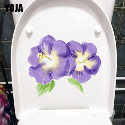 YOJA 21.4X22.4CM Purple Trumpet Flower Cartoon Wall Stickers For Kids Rooms Toilet Decal WC Decor T1-1834