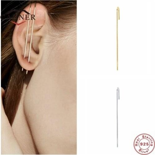 CANNER 925 Sterling Silver Stud Earrings For Women Surrounding Auricle Type Ear Bone Clip Diagonal Earrings Jewelry pendientes