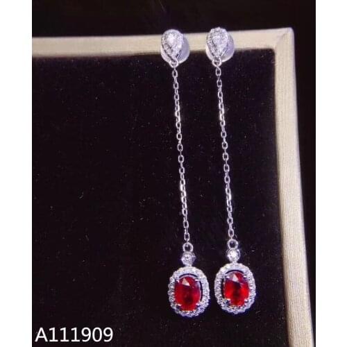 KJJEAXCMY boutique jewelry 925 sterling silver inlaid natural ruby gemstone womens earrings support detection