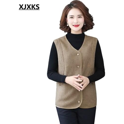 XJXKS Women Elegant OL Waistcoat Vest V-Neck Business Ladies Tops Office Formal Work Wear Outerwear Warm Coat