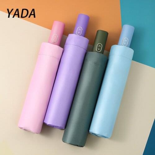 YADA 8 Bone Large Pure Color Automatic Umbrella Folding Anti-UV Rainproof Umbrellas For Women Man Parasol Sun Umbrella YD210018
