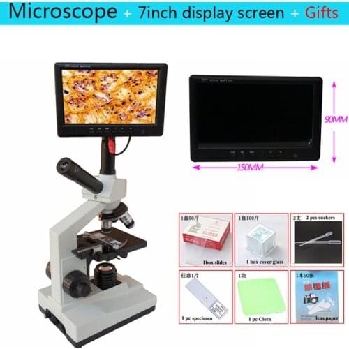1000X 2000X Microscope 7'' inch Display Screen + Biological Microscope Monocular Microscopio Biologia Wide lens TV interface