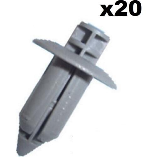 20x Grey Plastic Push Fit Trim Retaining Clips- 8mm Rivets for Honda Mazda etc