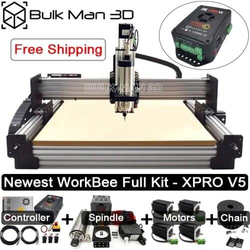 4Axis Newest WorkBee CNC Router Machine Full Kit with Tingle Tension System Screw Driven STB5100 Mach3 CNC Engraver Complete Kit