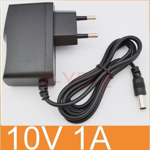 50PCS 10V1A New AC 100V-240V Converter Adapter DC 10V 1A 1000mA Power Supply EU Plug DC 5.5mm x 2.1mm -2.5mm