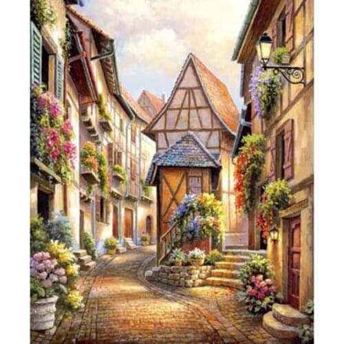 5D DIY Landscape Painting Diamond Painting Square/Round Diamond House Beautiful Pictures Cross Stitch Decoration Artwork TX073