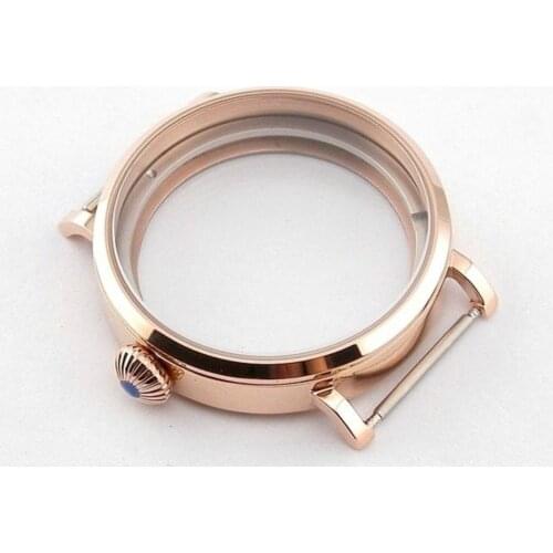 46mm watch accessories Rose Gold stainless steel watch case fit hand winding 6497 6498 movement for watch parts