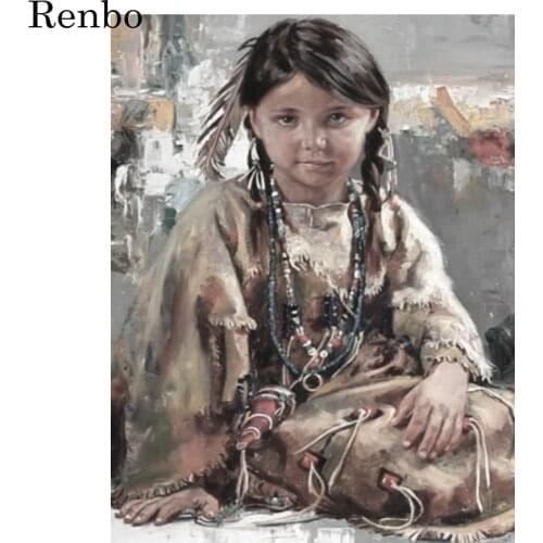 Diy 5D Diamond Painting Cross Stitch Needlework Indian Children Picture Diamond Mosaic Full Square Drill Diamond Embroidery