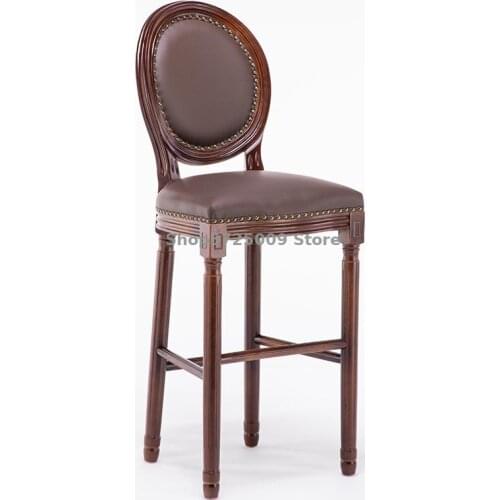 American Bar Chair Domestic Bar High Stool Solid Wood European Style Retro Back Creative High-end Bar Chair At The Front Desk