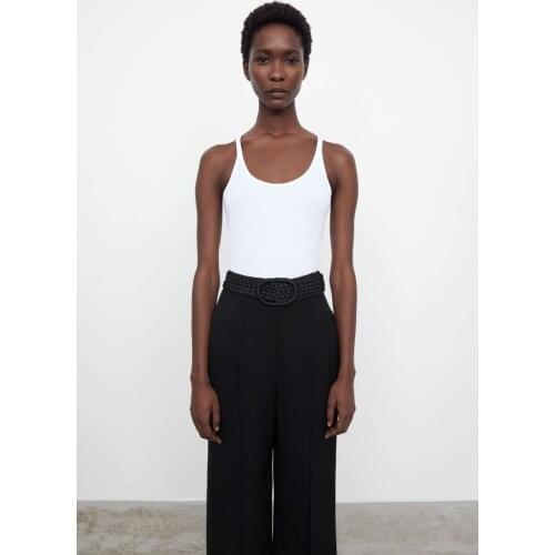 Totem* black/white cotton spandex asymmetrical elastic casual tank tops