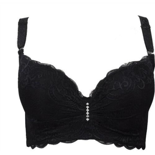 Women Sexy Underwire Lace Bra bralette crop top Mesh Lined Brassiere Bralette Push Up Bras Plus Size C D E 3/4 Cup Bra for women