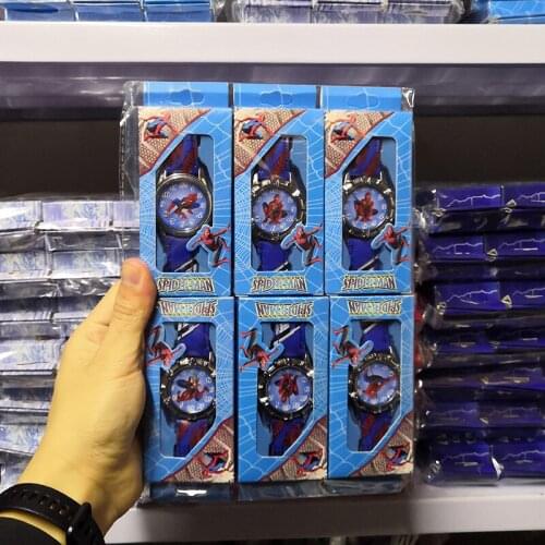 12 pcs Cartoon Super Hero Children Watches with Box Princess Girls Watch Kids Student Leather Strap Quartz Clock School Gift