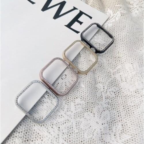 Newest Diamond Bumper Case for Apple Watch SE 6 5 4 40mm 44mm for iwatch Aluminium Frame Cover Series3 2 1 38mm 42mm Accessories