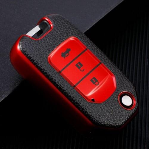 TPU Leather Grain Car Key Case Cover For Honda CivIc HRV CRV XRV Crider Odyssey 2015-2018 Fit Freed Carbon Protection Shell