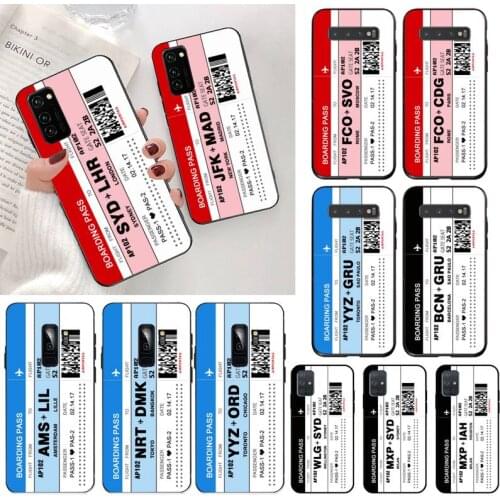Air Ticket Plane Boarding Pass Phone Case for Samsung S20 plus Ultra S6 S7 edge S8 S9 plus S10 5G lite 2020