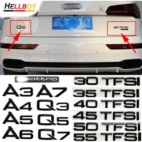Black Car Rear Trunk Letters Emblem Badge Logo Stickers For Quattro For Audi A3 A4 A5 A6 A7 A8 Q3 Q5 Q7 35 40 45 50 55 TFSI