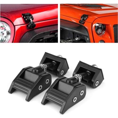 For Wrangler JK Unlimited 2007-2017 2pcs Black Metal Hood Lock Latch Bracket Buckle Kit Hold Down Car Accessories