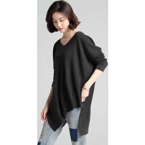 Women oversized knitted pullover loose Sweater Ladies' sleeve irregular sweater autumn