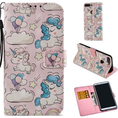 3D Wind Bell Flip Phone Case sFor Capa Huawei Enjoy 7C Card slot Case Telefon Marble Holsters Clips Case Huawei Ascend Enjoy 7C