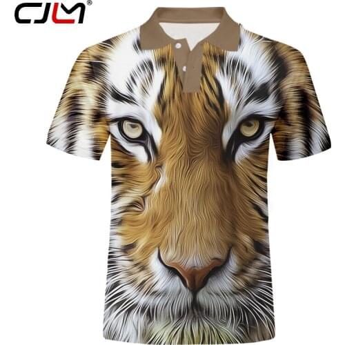 CJLM Brand High Quality Tops Tees Mens Polo Shirts Personality Men Polo Shirts 3D Animal Tiger Collar Mens Polo Shirt