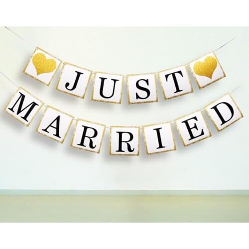 5m Just Married Banner Vintage Wedding Bunting Garland Photo Booth Props Romantic Wedding Decoration Event Party Supplies