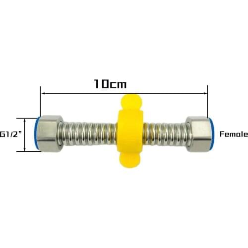 G1/2" 10cm 304 Stainless Steel Corrugated Pipe with Nuts and Circlips and Washer Ready to Install