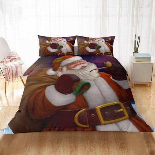 Christmas Santa Claus Print Bedding Set 2/3Pcs Duvet Cover Pillowcase Twin Full Comforter Bed Gift For Kid