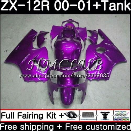 Body+Tank For KAWASAKI NINJA ZX1200 C ZX 12R 2000 2001 2002 67HC.12 ZX 12 R 1200CC ZX12R 00 ALL Purple ZX-12R 00 01 02 Fairing