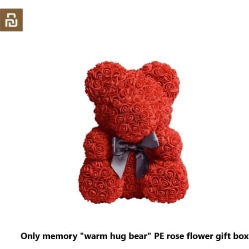 Mijia warm hug bear PE rose flower gift Christmas Decoration for Home Valentines Women Gifts