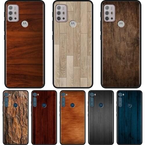 Fashion Texture Wood Phone Case For motorola one Fusion Hyper G9 G8 play Plus Power Lite E6s G60 G50 G30 Edge 20 Black Capa