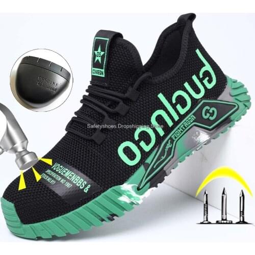 Fashion work shoes men new steel toe kevlar midsole puncture proof work sneaker male flat protective footwear men boots security
